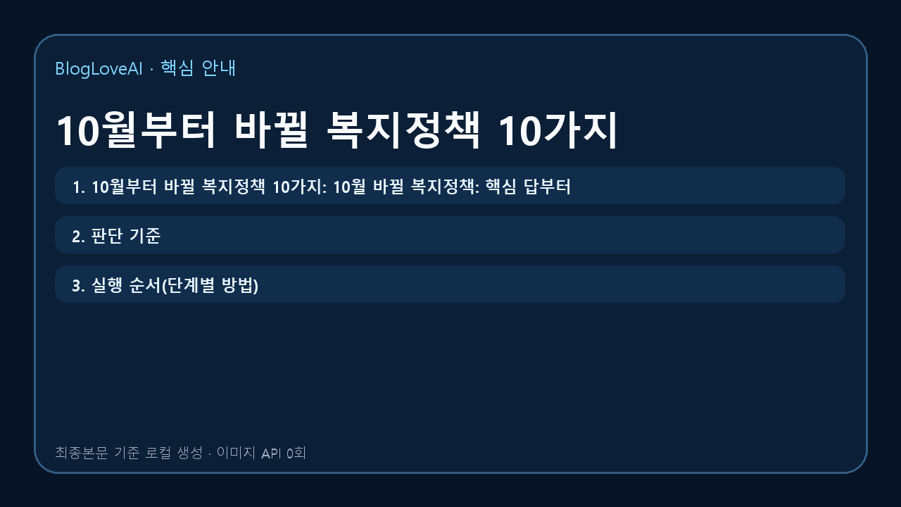 10월부터 바뀔 복지정책 10가지