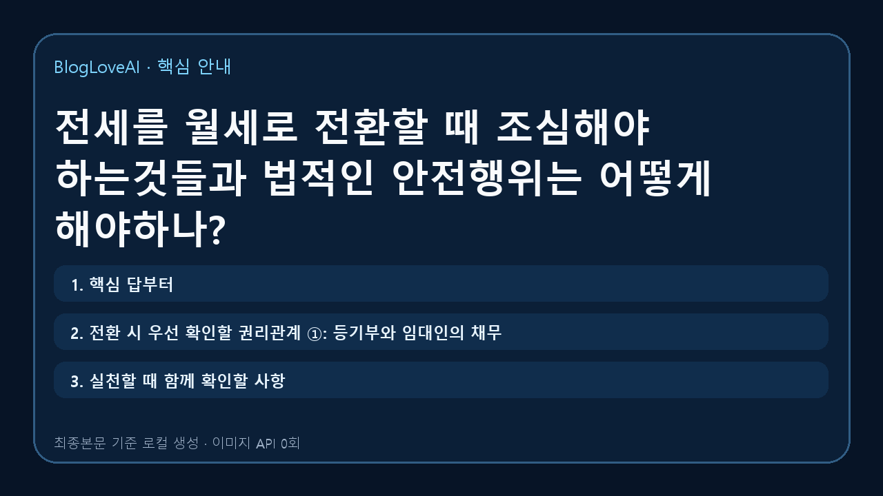 전세를 월세로 전환할 때 조심해야 하는것들과 법적인 안전행위는 어떻게 해야하나?